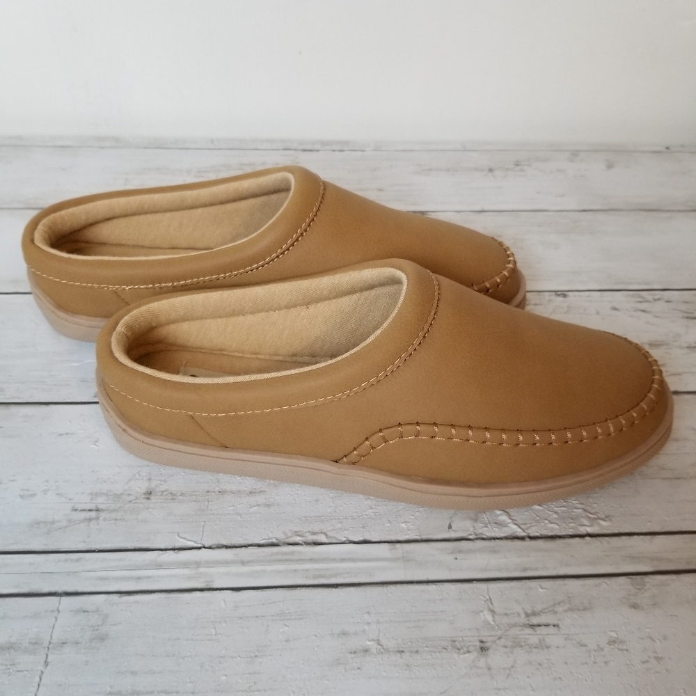My Pillow All Season Leather Slip-On Slippers NWOT